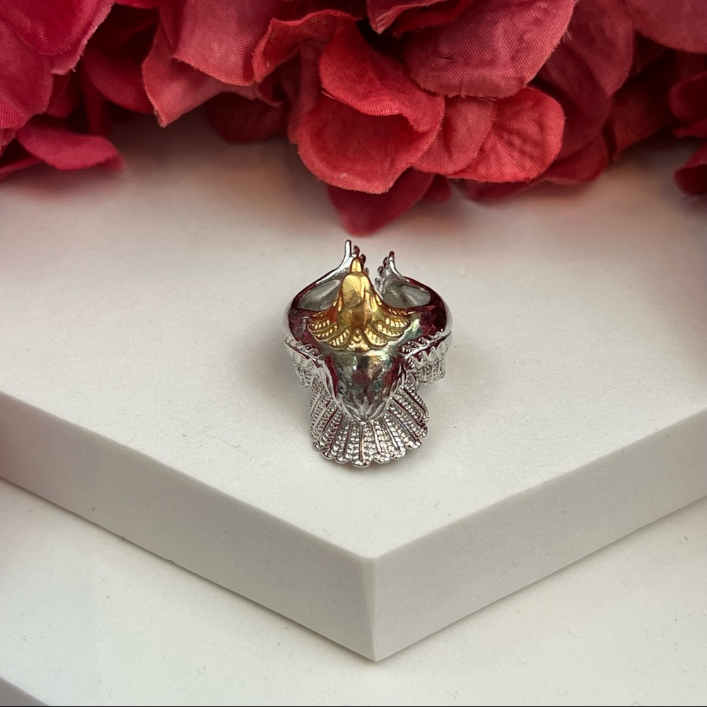 Boho Tribal Gold and Silver Eagle Ring Cuff - Picture 8 of 11